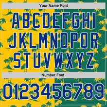 Load image into Gallery viewer, Custom Kelly Green Royal-Gold 3D Pattern Hawaii Palm Trees Authentic Basketball Jersey