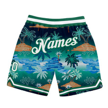 Load image into Gallery viewer, Custom Kelly Green White-Kelly Green 3D Pattern Design Palm Trees Authentic Basketball Shorts