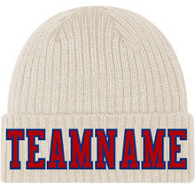Load image into Gallery viewer, Custom City Cream Red-Royal Stitched Cuffed Knit Hat