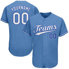 Load image into Gallery viewer, Custom Light Blue White-Royal Authentic Baseball Jersey