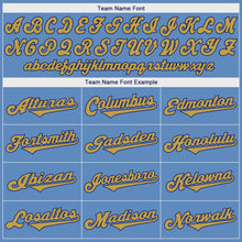 Load image into Gallery viewer, Custom Light Blue Old Gold-Royal Authentic Baseball Jersey