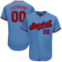 Load image into Gallery viewer, Custom Light Blue Red-Navy Authentic Baseball Jersey