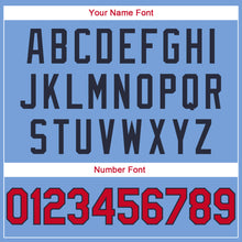 Load image into Gallery viewer, Custom Light Blue Red-Navy Round Neck Rib-Knit Basketball Jersey