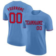 Load image into Gallery viewer, Custom Light Blue Red-Navy Performance T-Shirt