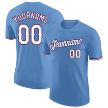 Load image into Gallery viewer, Custom Light Blue White-Red Performance T-Shirt