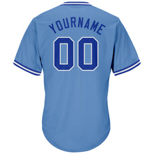 Load image into Gallery viewer, Custom Light Blue Royal-White Authentic Throwback Rib-Knit Baseball Jersey Shirt