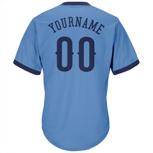 Load image into Gallery viewer, Custom Light Blue Navy Authentic Throwback Rib-Knit Baseball Jersey Shirt