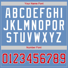 Load image into Gallery viewer, Custom Light Blue Red-White Authentic Throwback Rib-Knit Baseball Jersey Shirt