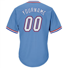 Load image into Gallery viewer, Custom Light Blue White-Royal Authentic Throwback Rib-Knit Baseball Jersey Shirt