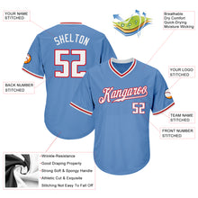 Load image into Gallery viewer, Custom Light Blue White-Red Authentic Throwback Rib-Knit Baseball Jersey Shirt