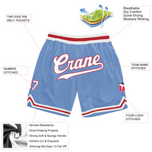 Load image into Gallery viewer, Custom Light Blue White-Red Authentic Throwback Basketball Shorts