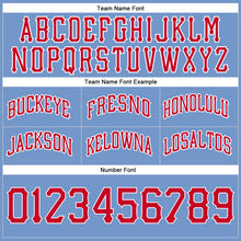 Load image into Gallery viewer, Custom Light Blue Red-White Authentic Throwback Basketball Shorts