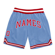 Load image into Gallery viewer, Custom Light Blue Red-White Authentic Throwback Basketball Shorts