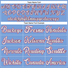 Load image into Gallery viewer, Custom Light Blue Pink-Black Authentic Throwback Basketball Jersey