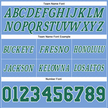 Load image into Gallery viewer, Custom Light Blue Kelly Green-White Authentic Throwback Basketball Shorts