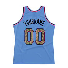 Load image into Gallery viewer, Custom Light Blue Camo-Pink Authentic Throwback Basketball Jersey