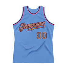 Load image into Gallery viewer, Custom Light Blue Camo-Pink Authentic Throwback Basketball Jersey