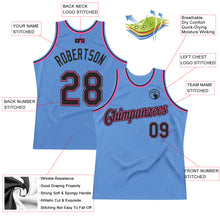 Load image into Gallery viewer, Custom Light Blue Black-Pink Authentic Throwback Basketball Jersey