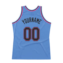 Load image into Gallery viewer, Custom Light Blue Black-Pink Authentic Throwback Basketball Jersey
