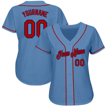 Load image into Gallery viewer, Custom Light Blue Red-Navy Authentic Baseball Jersey