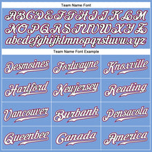 Load image into Gallery viewer, Custom Light Blue White Pinstripe Pink-Black Authentic Baseball Jersey