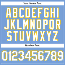 Load image into Gallery viewer, Custom Light Blue White Pinstripe White-Gold Authentic Baseball Jersey