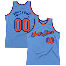 Load image into Gallery viewer, Custom Light Blue Orange-Royal Authentic Throwback Basketball Jersey