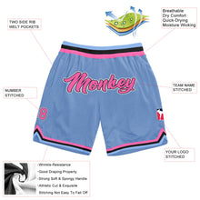 Load image into Gallery viewer, Custom Light Blue Pink-Black Authentic Throwback Basketball Shorts