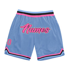 Load image into Gallery viewer, Custom Light Blue Pink-Black Authentic Throwback Basketball Shorts