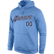 Load image into Gallery viewer, Custom Stitched Light Blue Navy-White Sports Pullover Sweatshirt Hoodie