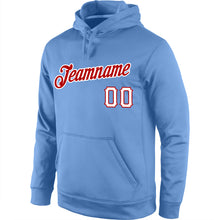 Load image into Gallery viewer, Custom Stitched Light Blue White-Red Sports Pullover Sweatshirt Hoodie