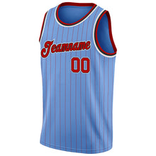 Load image into Gallery viewer, Custom Light Blue Red Pinstripe Red-Black Authentic Basketball Jersey
