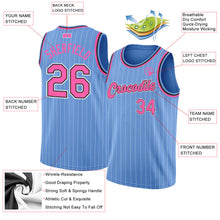 Load image into Gallery viewer, Custom Light Blue White Pinstripe Pink-Black Authentic Basketball Jersey