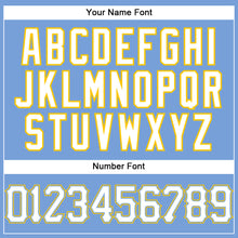 Load image into Gallery viewer, Custom Light Blue White Pinstripe White-Gold Authentic Basketball Jersey