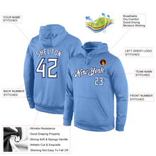 Load image into Gallery viewer, Custom Stitched Light Blue White-Navy Sports Pullover Sweatshirt Hoodie