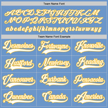 Load image into Gallery viewer, Custom Light Blue White-Gold Hockey Jersey