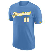 Load image into Gallery viewer, Custom Light Blue White-Gold Performance T-Shirt