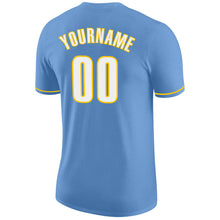 Load image into Gallery viewer, Custom Light Blue White-Gold Performance T-Shirt