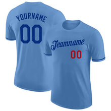Load image into Gallery viewer, Custom Light Blue Royal-Red Performance T-Shirt
