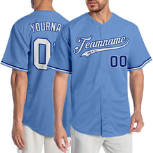 Load image into Gallery viewer, Custom Light Blue White-Royal Authentic Baseball Jersey