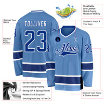 Load image into Gallery viewer, Custom Light Blue Royal-White Hockey Jersey