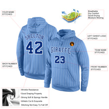 Load image into Gallery viewer, Custom Stitched Light Blue White Pinstripe Royal-White Sports Pullover Sweatshirt Hoodie