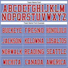 Load image into Gallery viewer, Custom Light Blue Red-White Stitched Cuffed Knit Hat