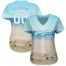 Load image into Gallery viewer, Custom Light Blue White-Light Blue 3D Pattern Design Beach Authentic Baseball Jersey