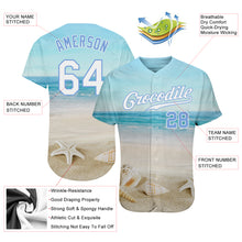 Load image into Gallery viewer, Custom Light Blue White-Light Blue 3D Pattern Design Beach Authentic Baseball Jersey