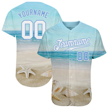 Load image into Gallery viewer, Custom Light Blue White-Light Blue 3D Pattern Design Beach Authentic Baseball Jersey