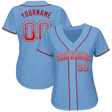 Load image into Gallery viewer, Custom Light Blue Red-White Authentic Drift Fashion Baseball Jersey