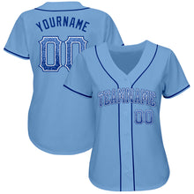 Load image into Gallery viewer, Custom Light Blue Royal-White Authentic Drift Fashion Baseball Jersey