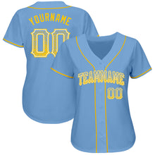 Load image into Gallery viewer, Custom Light Blue Gold-White Authentic Drift Fashion Baseball Jersey