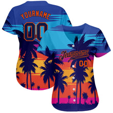 Load image into Gallery viewer, Custom Royal Navy-Orange 3D Pattern Design Palm Trees Authentic Baseball Jersey